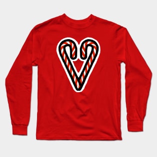 Christmas Candy Cane Heart on Valentines Day Long Sleeve T-Shirt